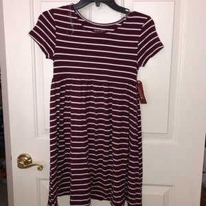 Striped maroon dress